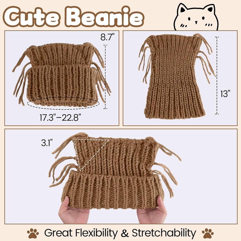 Babalet Store Cat Ear Beanie for Women Warm Winter Cap Chunky Knit Crochet Hat Slouchy Fox Hat Women Winter Trendy Headwear - Image 2